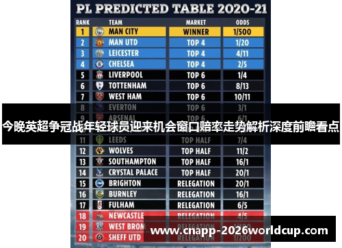 今晚英超争冠战年轻球员迎来机会窗口赔率走势解析深度前瞻看点